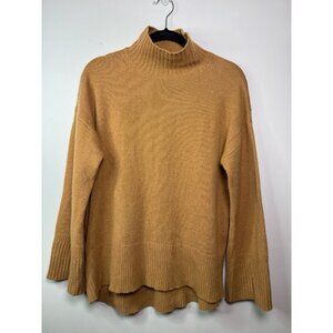 Frame 100% Cashmere Oversize Turtleneck Knit Sweater Camel Heather Tan  XS